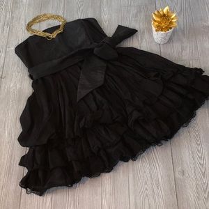 Black Strapless Ruffle Tie Dress size M